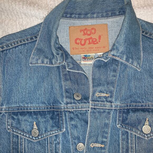 VINTAGE 90's  "TOO CUTE" GUETTA BROS POPEYE DENIM JACKET UNISEX - Picture 8 of 10